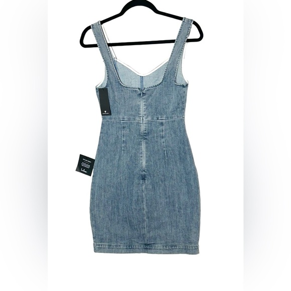 NWT Lulus Charming Edge Light Blue Denim Cutout Mini Dress, Size Small - Picture 6 of 16